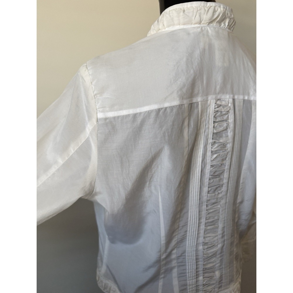 Coldwater Creek Women's PL Silk Blend Ivory Whimsy Ruching Jacket Petite - Picture 11 of 16